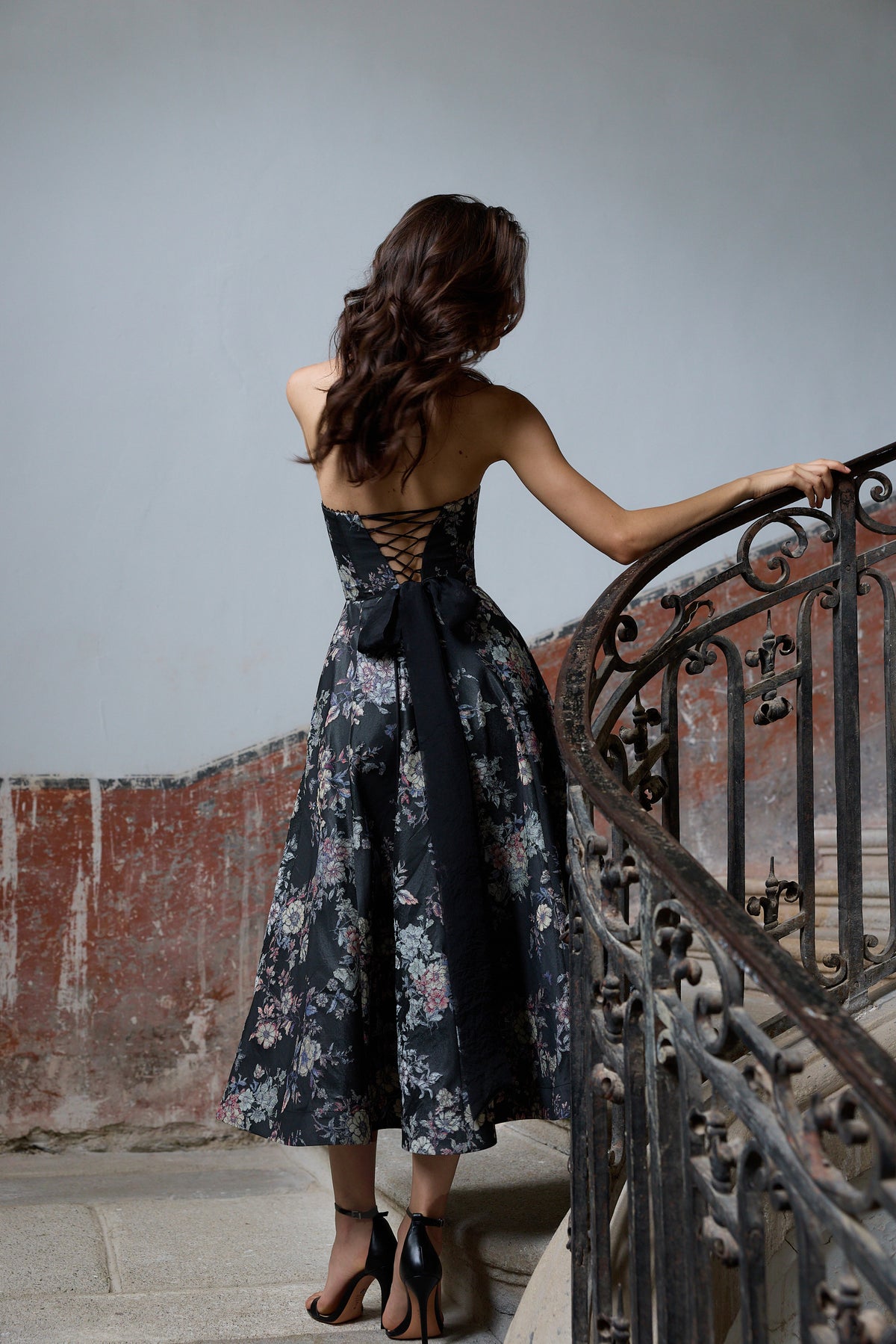 The Hazel Dress in Black Lilibet Brocade