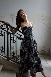 The Hazel Dress in Black Lilibet Brocade