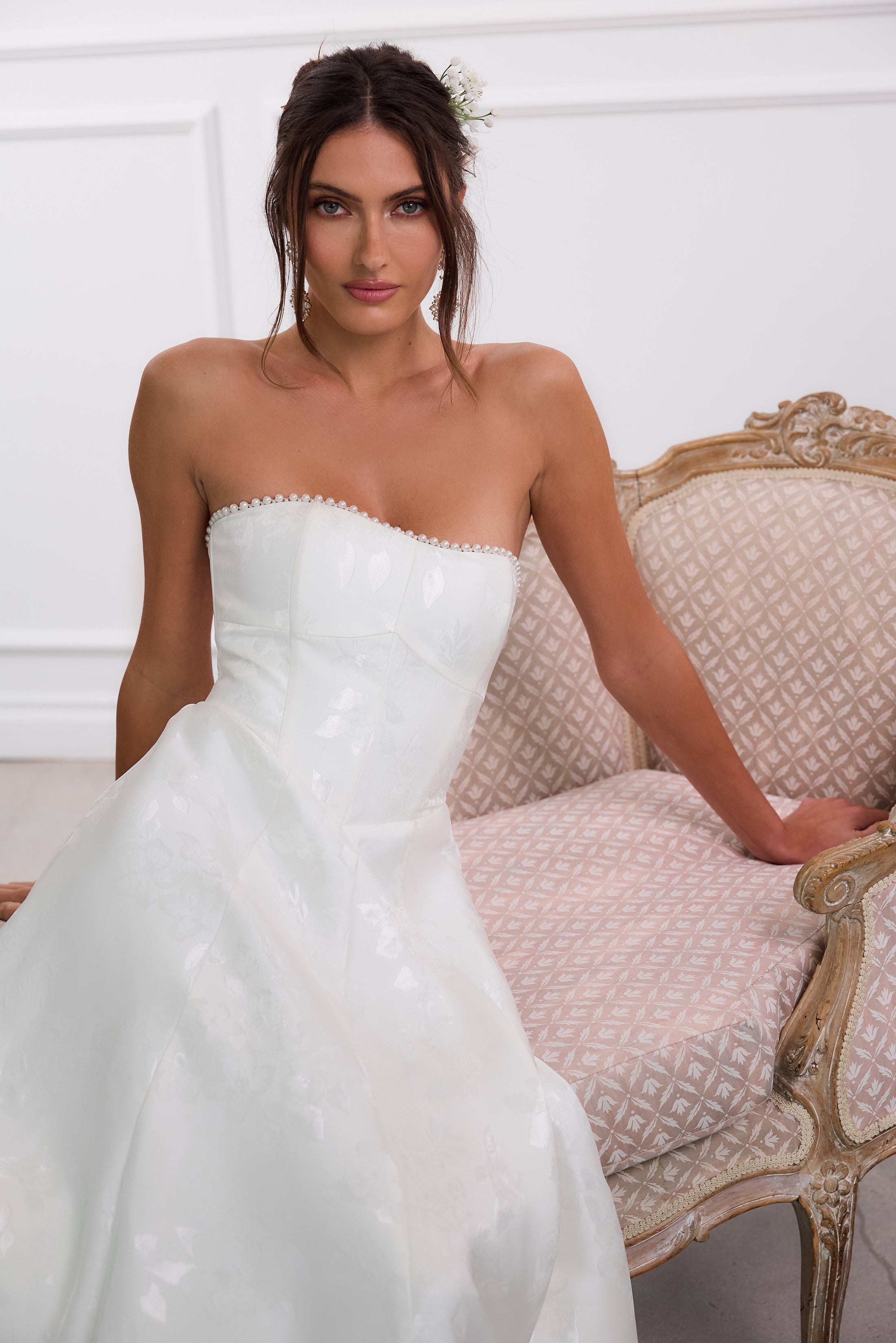 The Hazel Dress in White Baroque Floral | Over The Moon