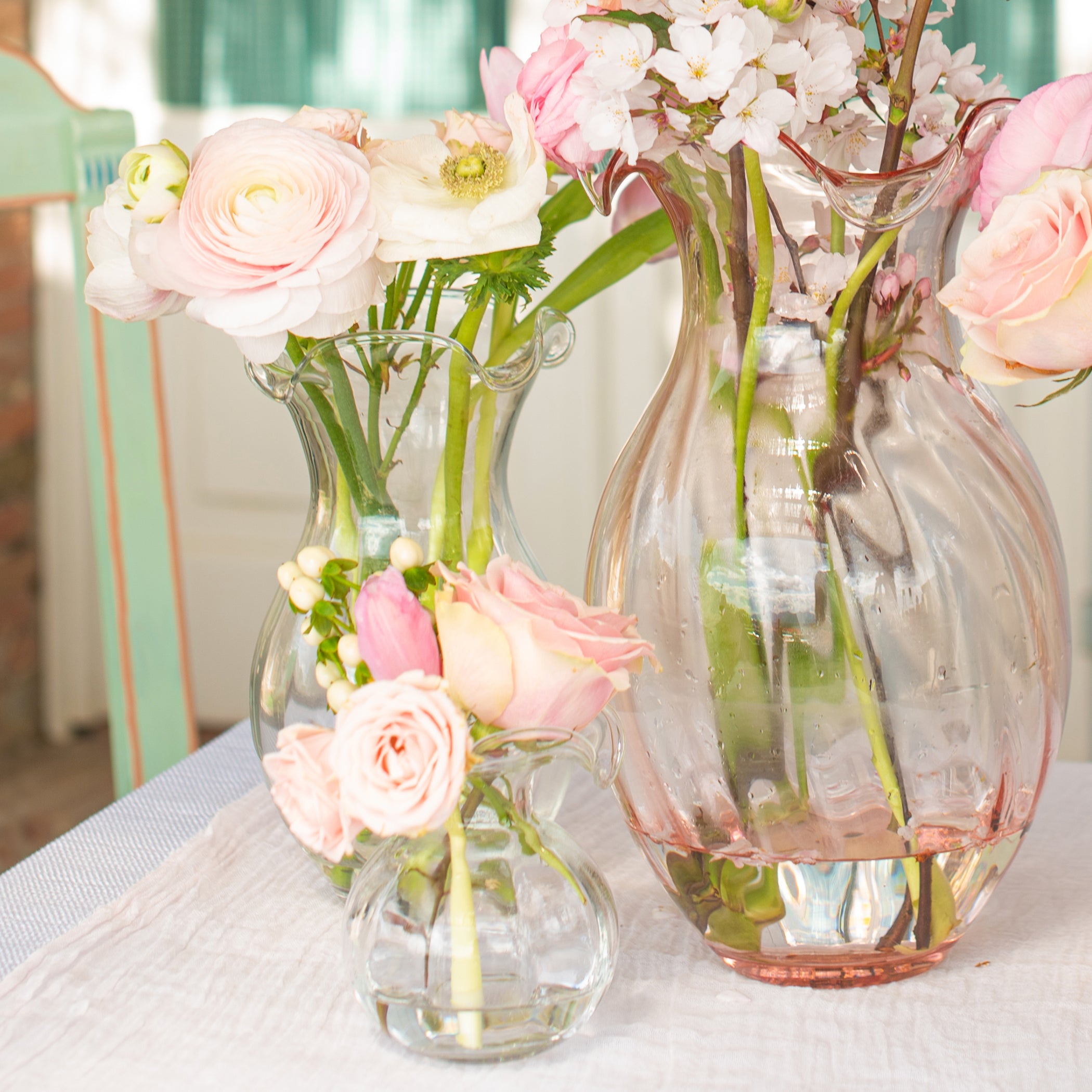 Hibiscus Glass Vertical Fluted Medium Vase in Clear