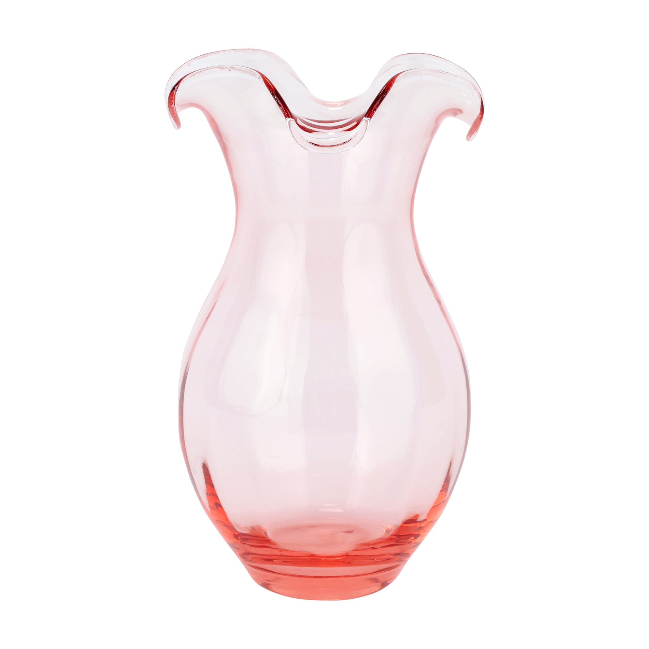 Hibiscus Glass Vertical Fluted Medium Vase in Pink