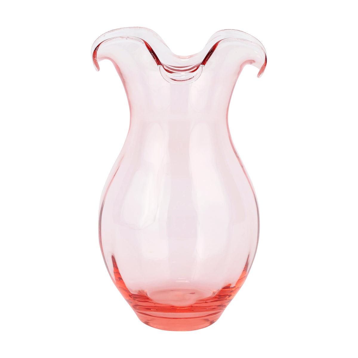Hibiscus Glass Vertical Fluted Medium Vase in Pink