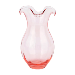 Hibiscus Glass Vertical Fluted Medium Vase in Pink