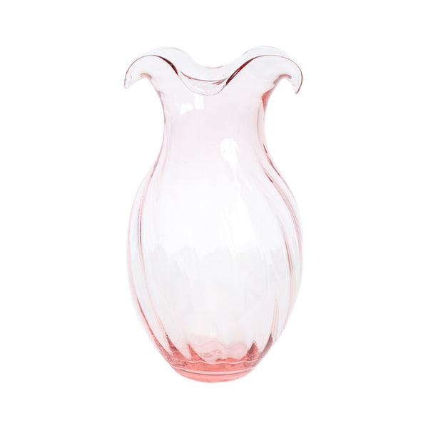 VIETRI Hibiscus Glass Pink Vertical Fluted Small Vase