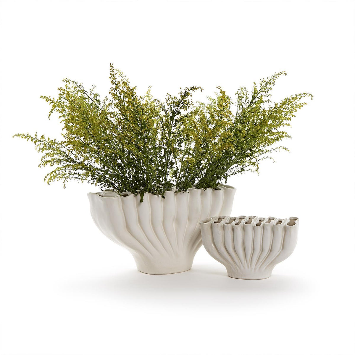 White Ceramic Vase, Set of 2