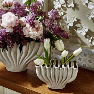 White Ceramic Vase, Set of 2