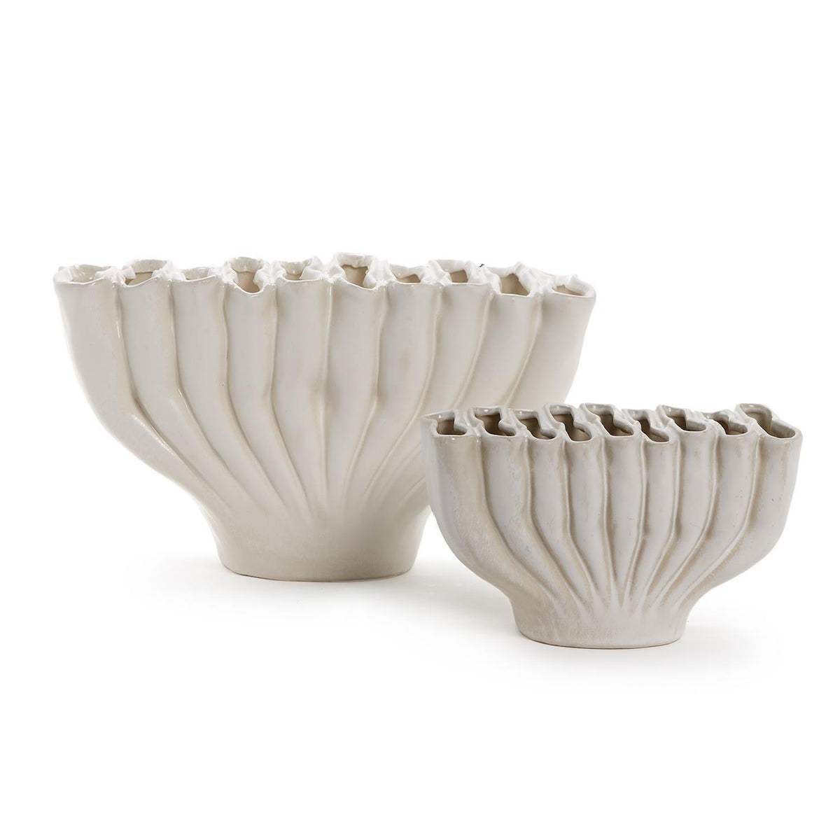 White Ceramic Vase, Set of 2