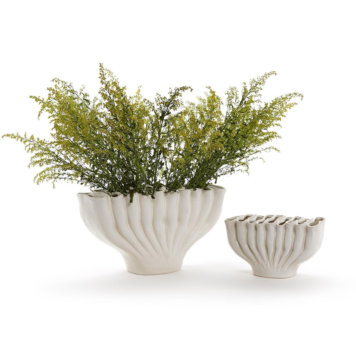 White Ceramic Vase, Set of 2