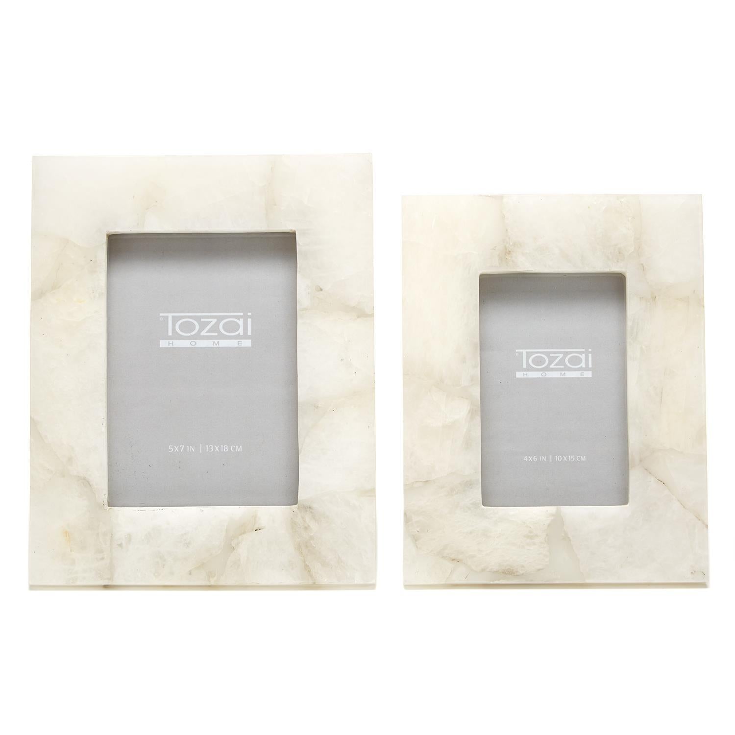 White Quartz Photo Frame, Set of 2