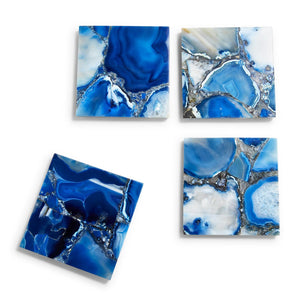 Blue Agate Coasters with Resin Base