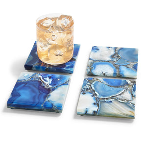 Blue Agate Coasters with Resin Base