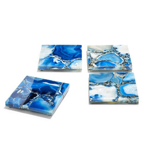 Blue Agate Coasters with Resin Base