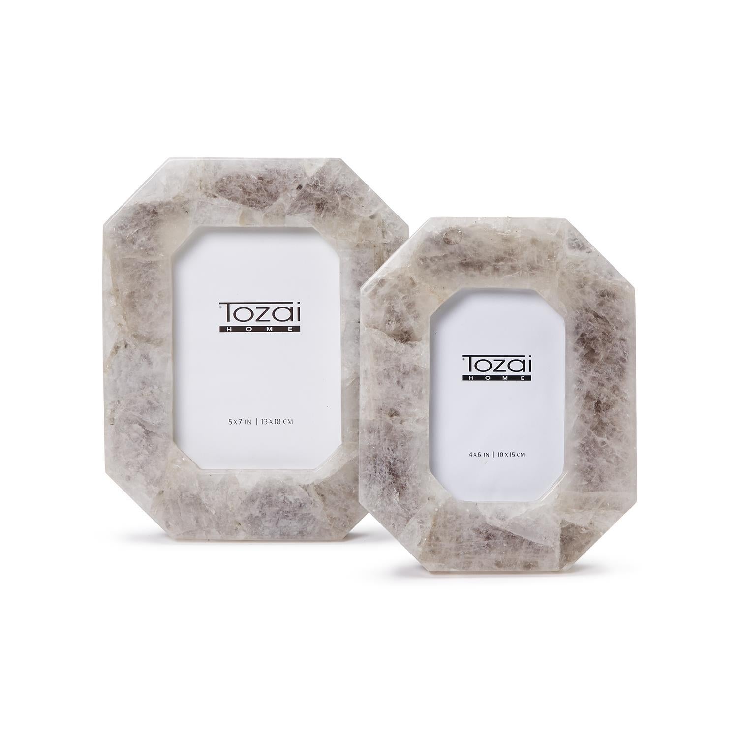 White Quartz Photo Frames, Set of 2