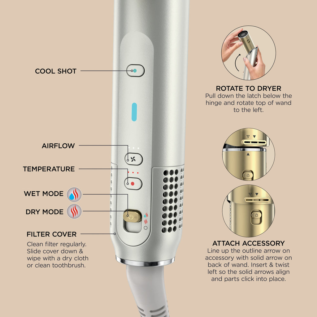 Shark Glam Ceramic Air Styling & Drying System, Gold