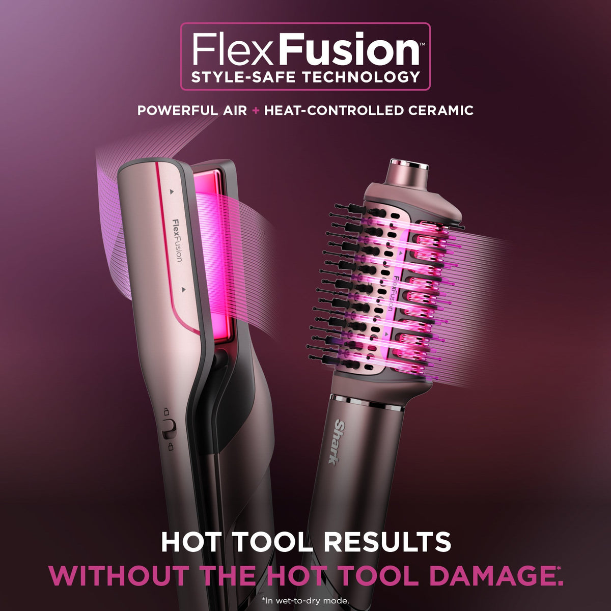 FlexFusion 5-in-1 Air Styler Straightener + Brush Set in Blush