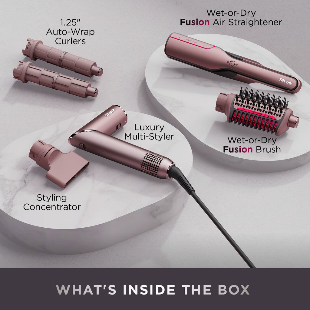 FlexFusion 5-in-1 Air Styler Straightener + Brush Set in Blush