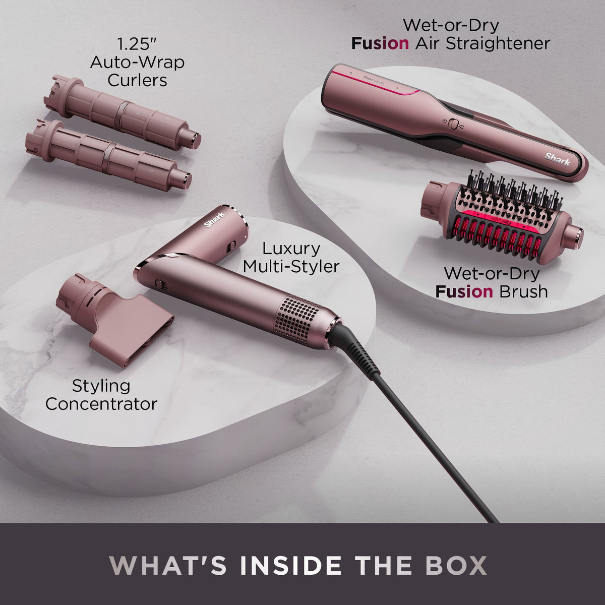 FlexFusion 5-in-1 Air Styler Straightener + Brush Set in Blush