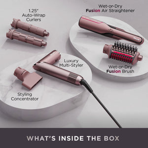 FlexFusion 5-in-1 Air Styler Straightener + Brush Set in Blush