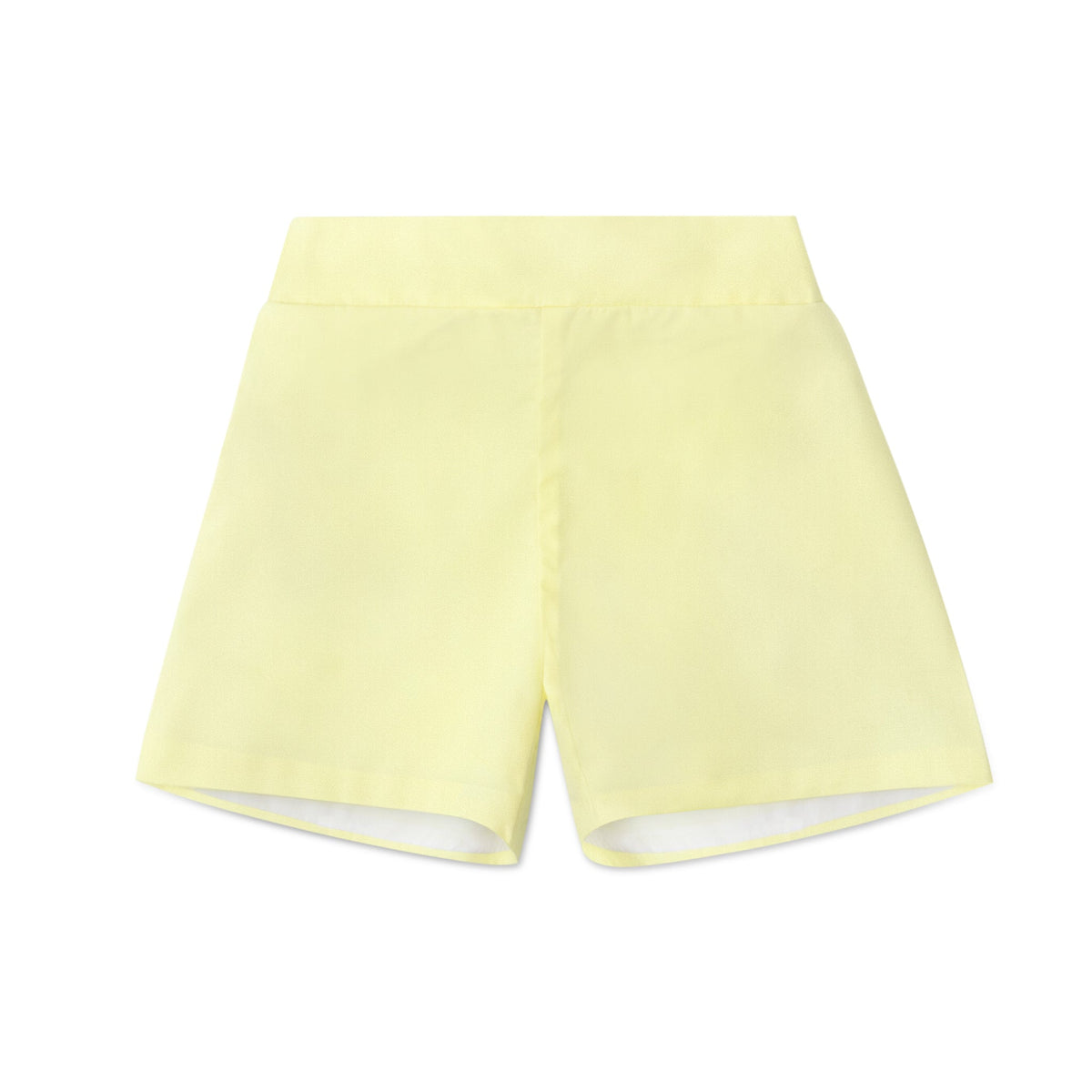 Front view of Robert shorts in South Street Sunshine showing flat front and white lining at hem on white background