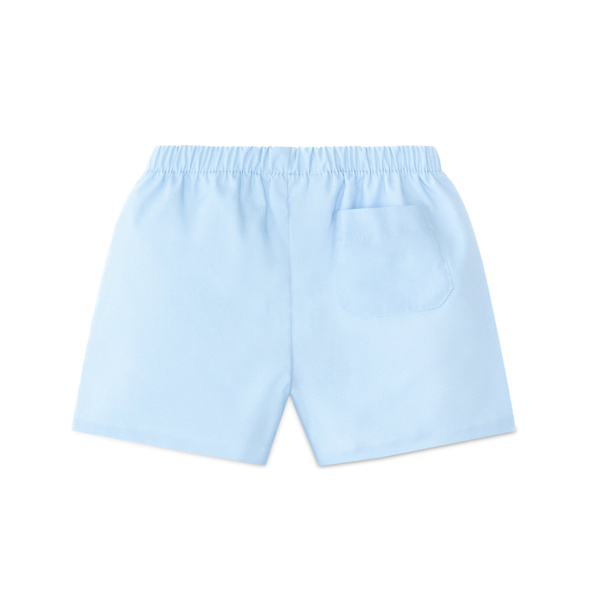 Henry Duvall Liam boys shorts in blue with red white and blue star embroidery, classic preppy patriotic shorts for Memorial Day, 4th of July, and summer wear