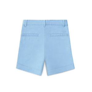 Henry Duvall Wyatt boys shorts in East Beach Blue with Seaside Stripe cuff, classic preppy summer shorts for Memorial Day, 4th of July, and everyday wear