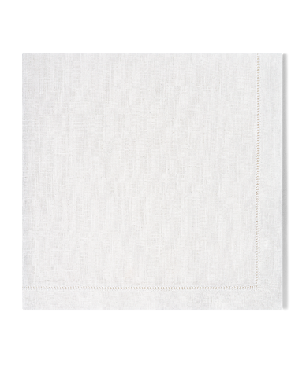 A white linen napkin with a hemstitch border
