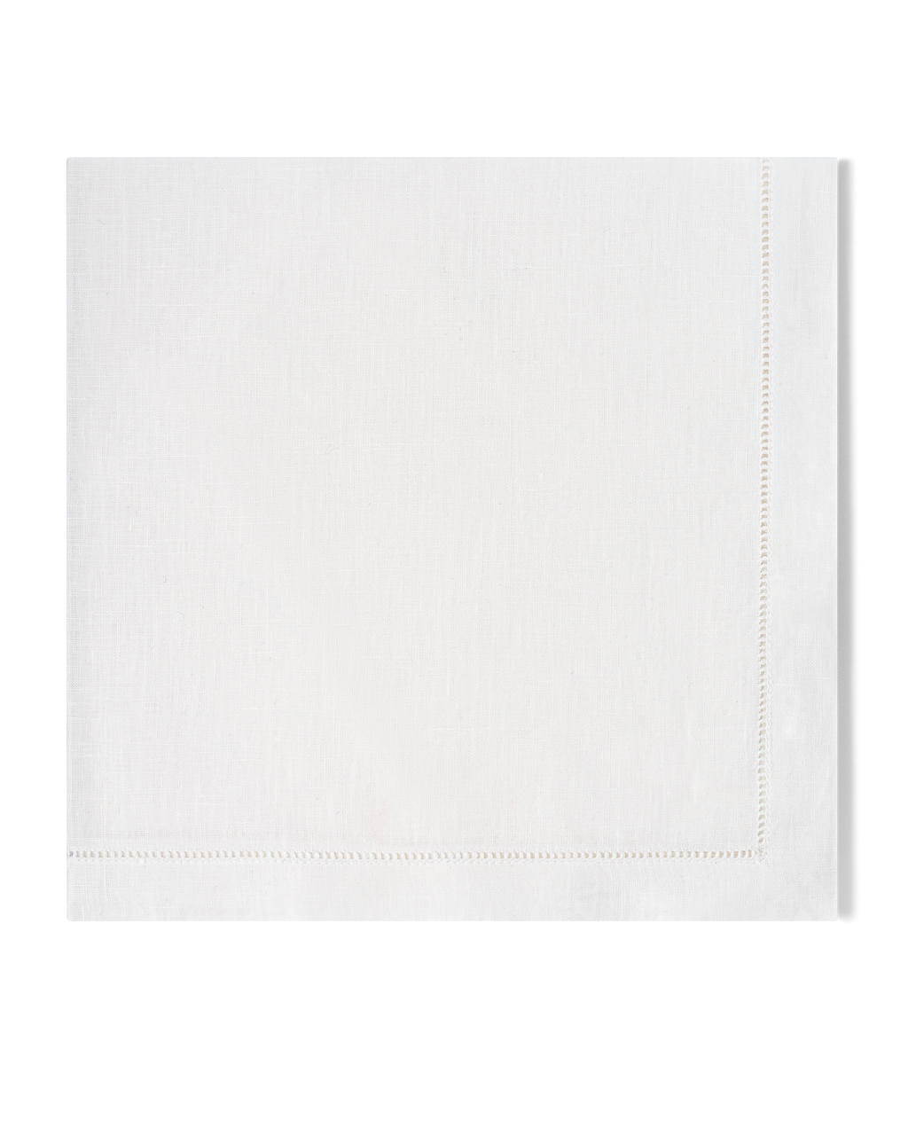 A white linen napkin with a hemstitch border