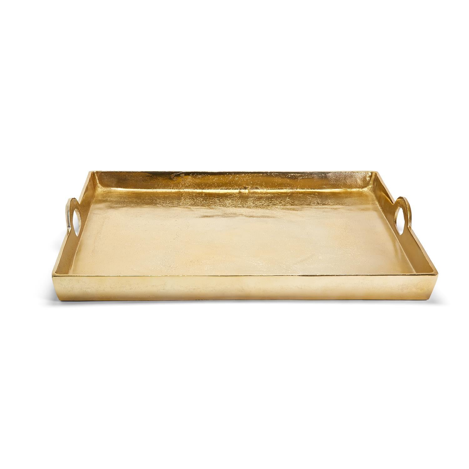 Gold Hotel De Ville Decorative Square Tray Recycled Aluminum