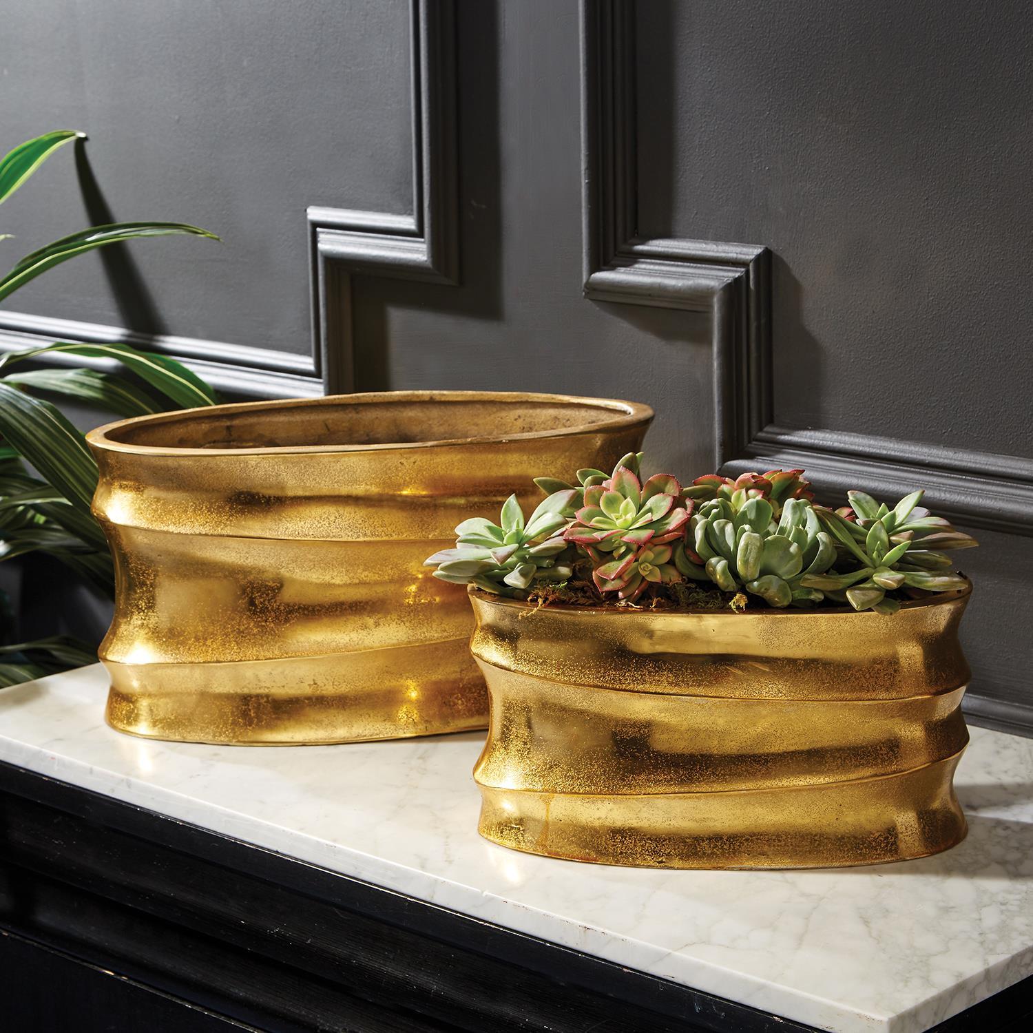 Gold Planter, Set of 2