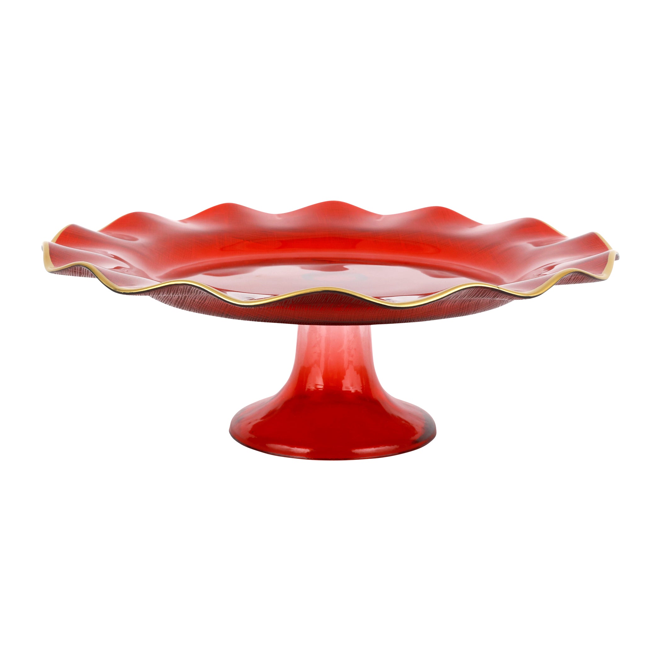 Holiday Glass Cake Stand in Red
