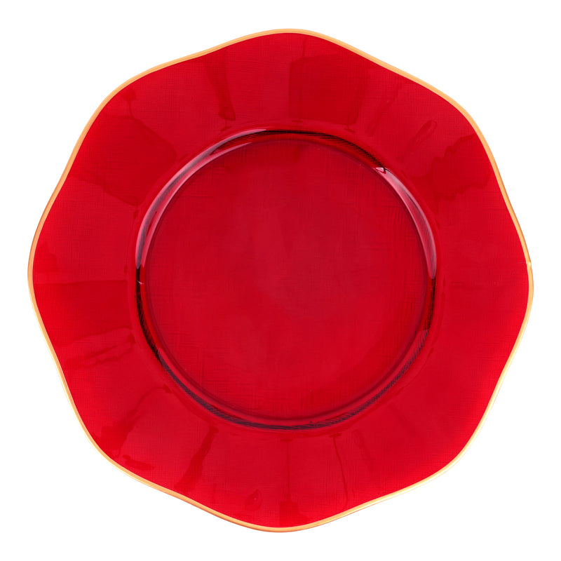 Holiday Glass Service Plate/Charger in Red