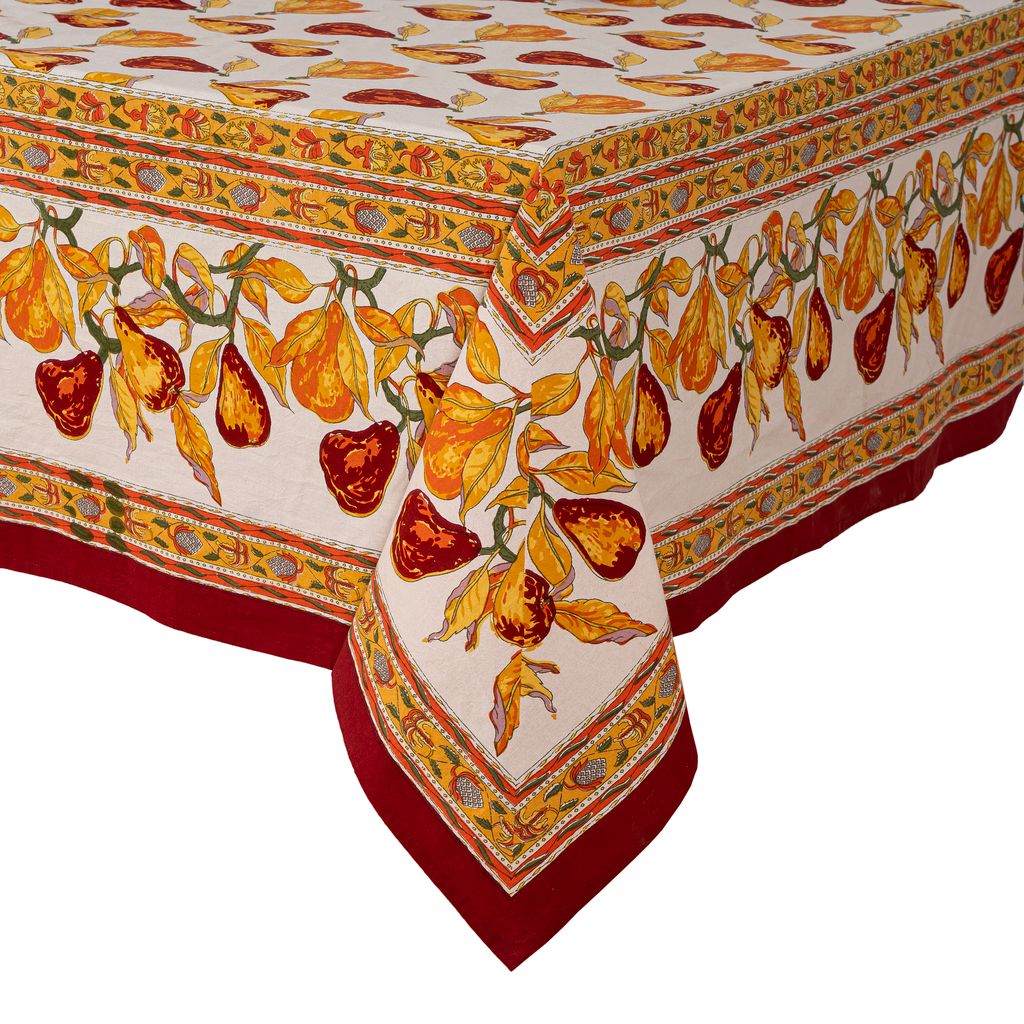 Orchard Pear Tablecloth in Burgundy