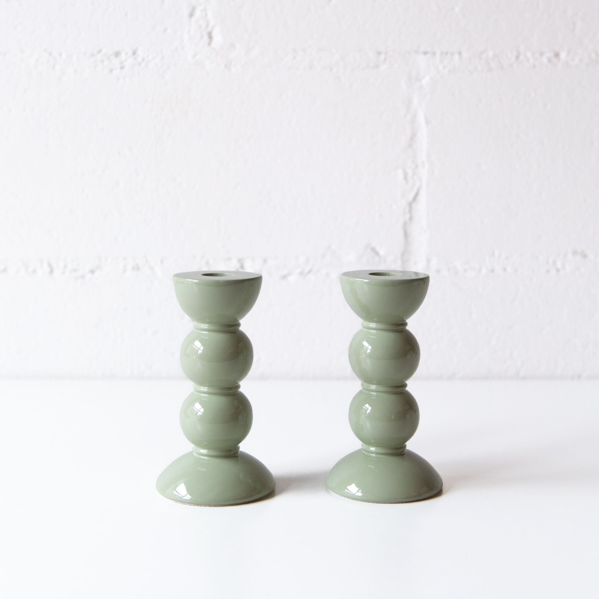 5.5" Bobbin Candle Stick Holder in Sage, from Addison Ross
