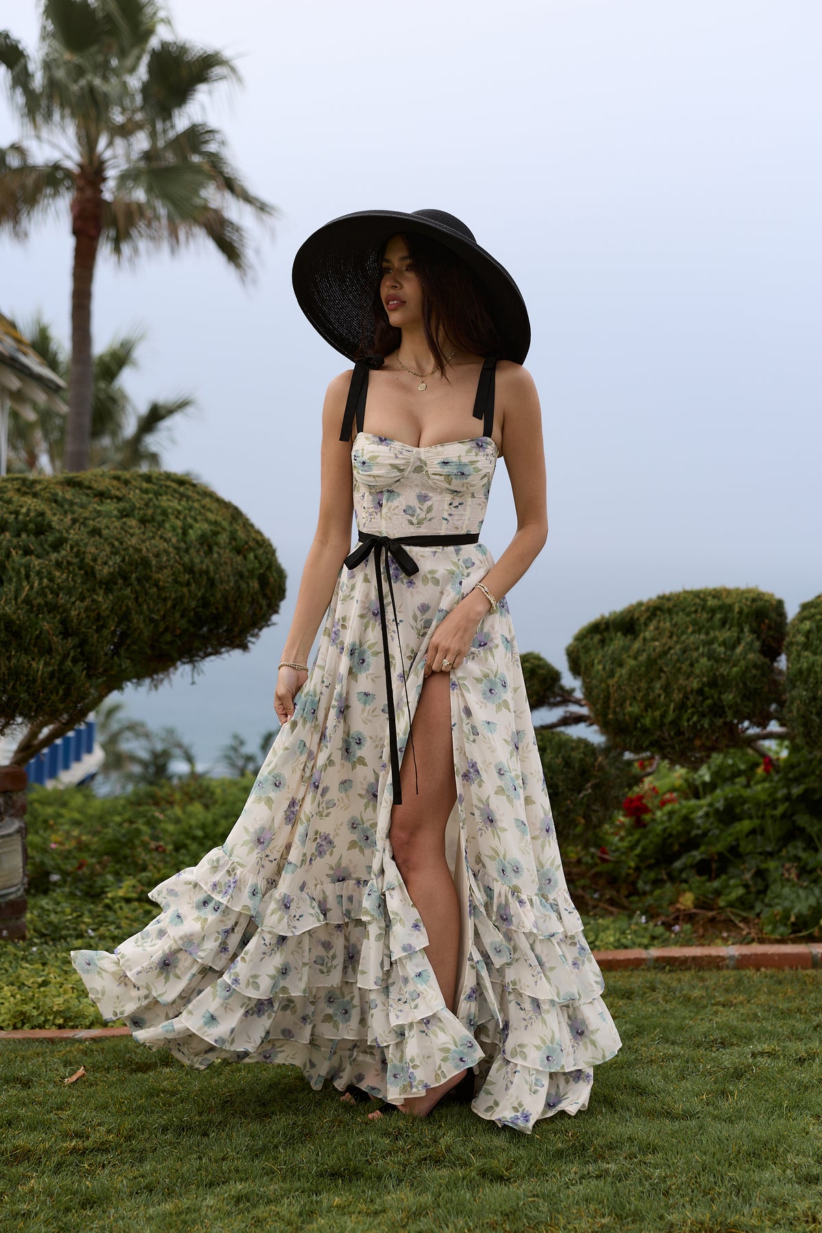 The Hope Dress in Blue Watercolor Floral