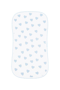 Blue Heart Print Burp Cloth