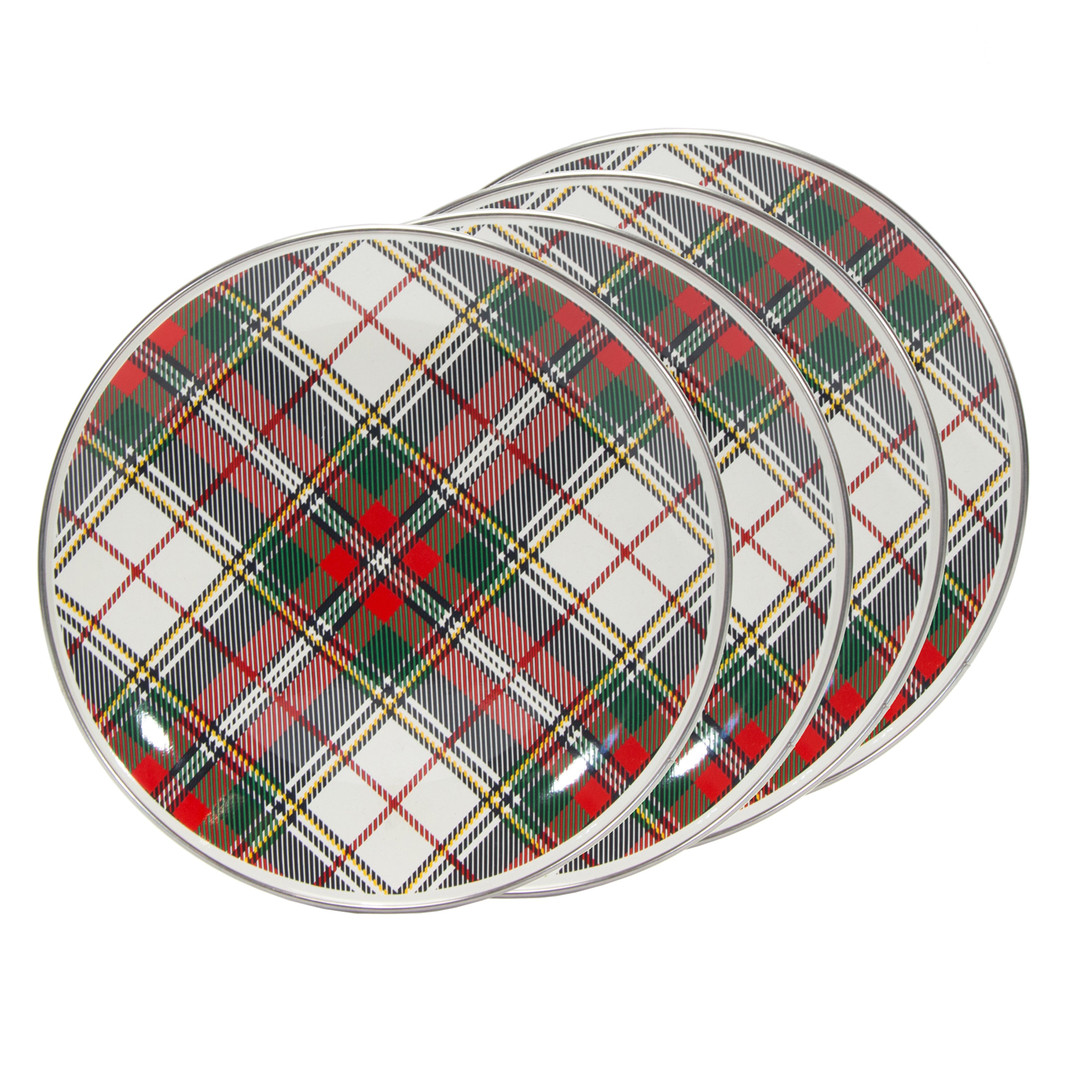 Sandwich Plates in Highland Plaid, Set of 4