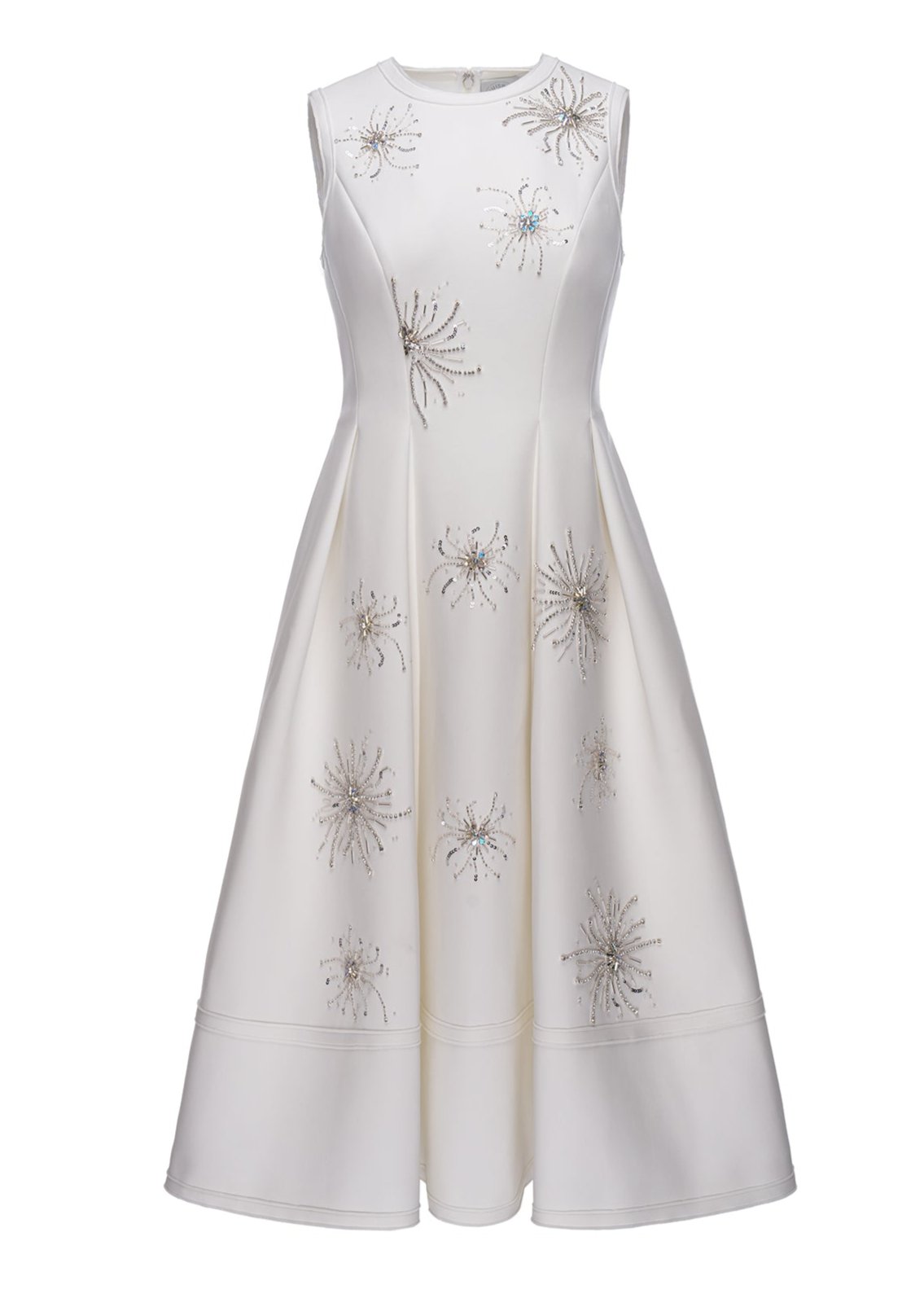 May Dress White Embellished Scuba