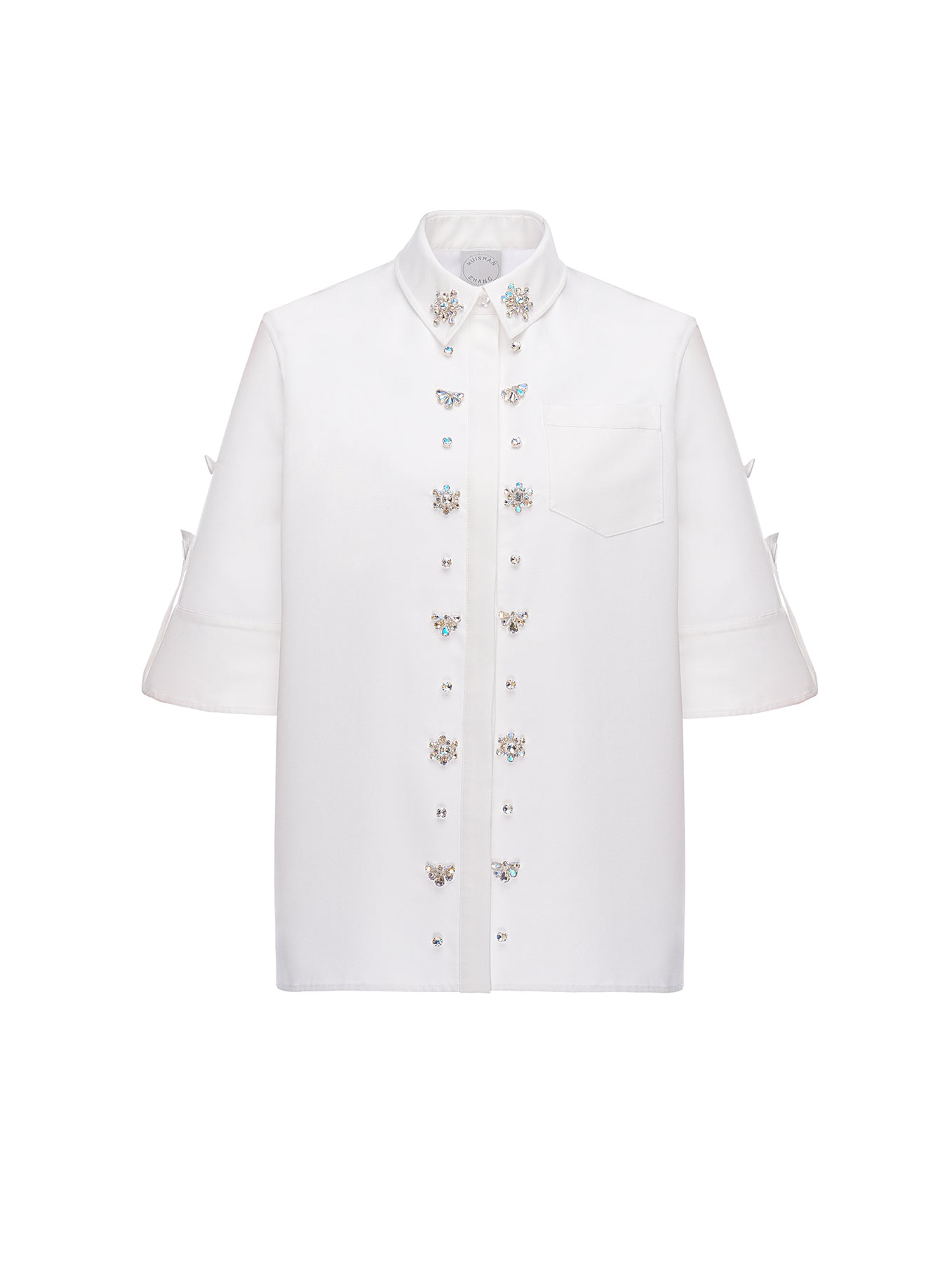 Fern Top White Embellished Faille