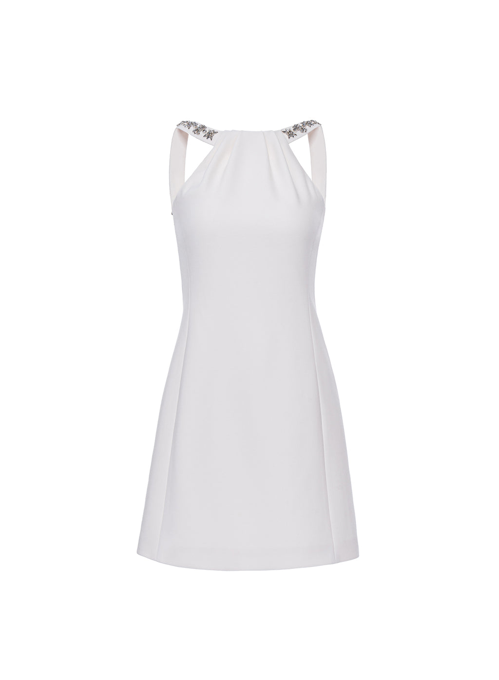 Eileen Short Dress White Embellished Crepe