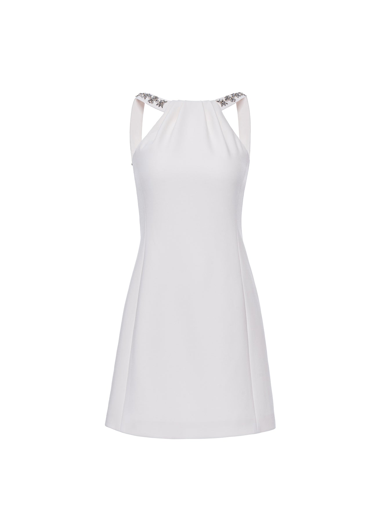 Eileen Short Dress White Embellished Crepe
