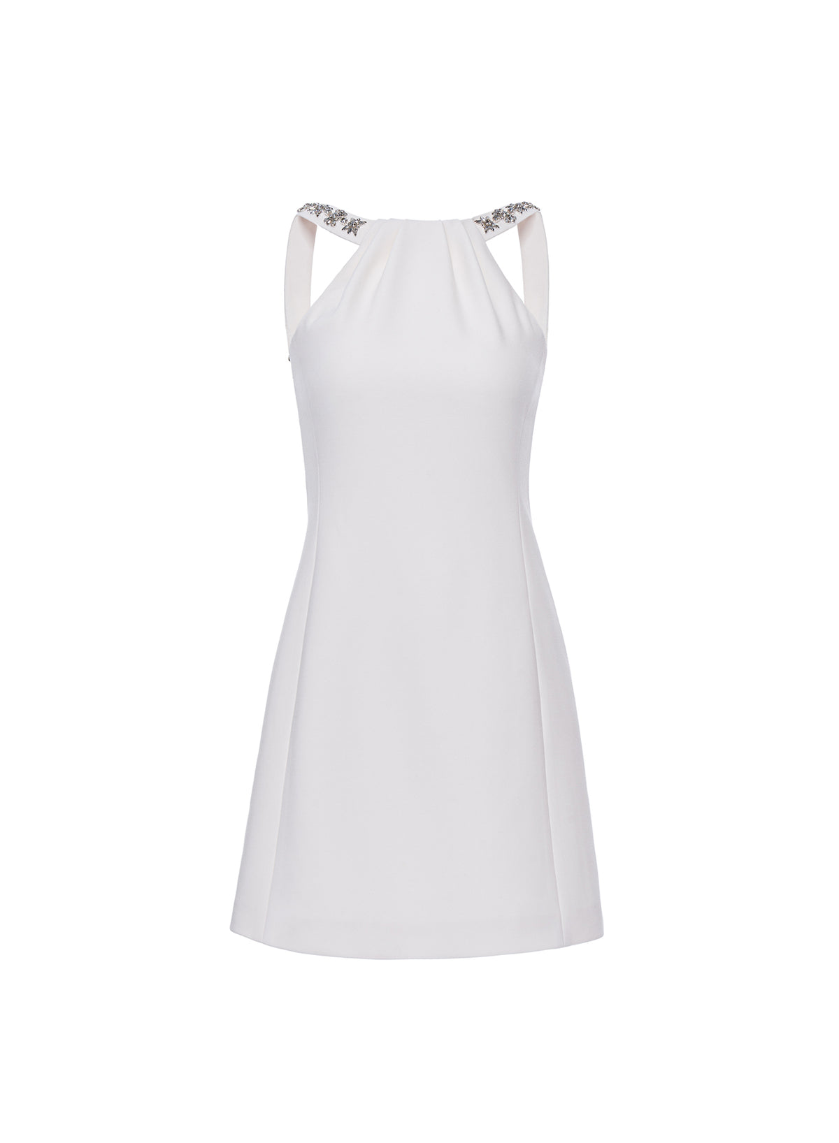 Eileen Short Dress White Embellished Crepe