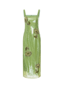 Marilyn Dress Lime Sequins