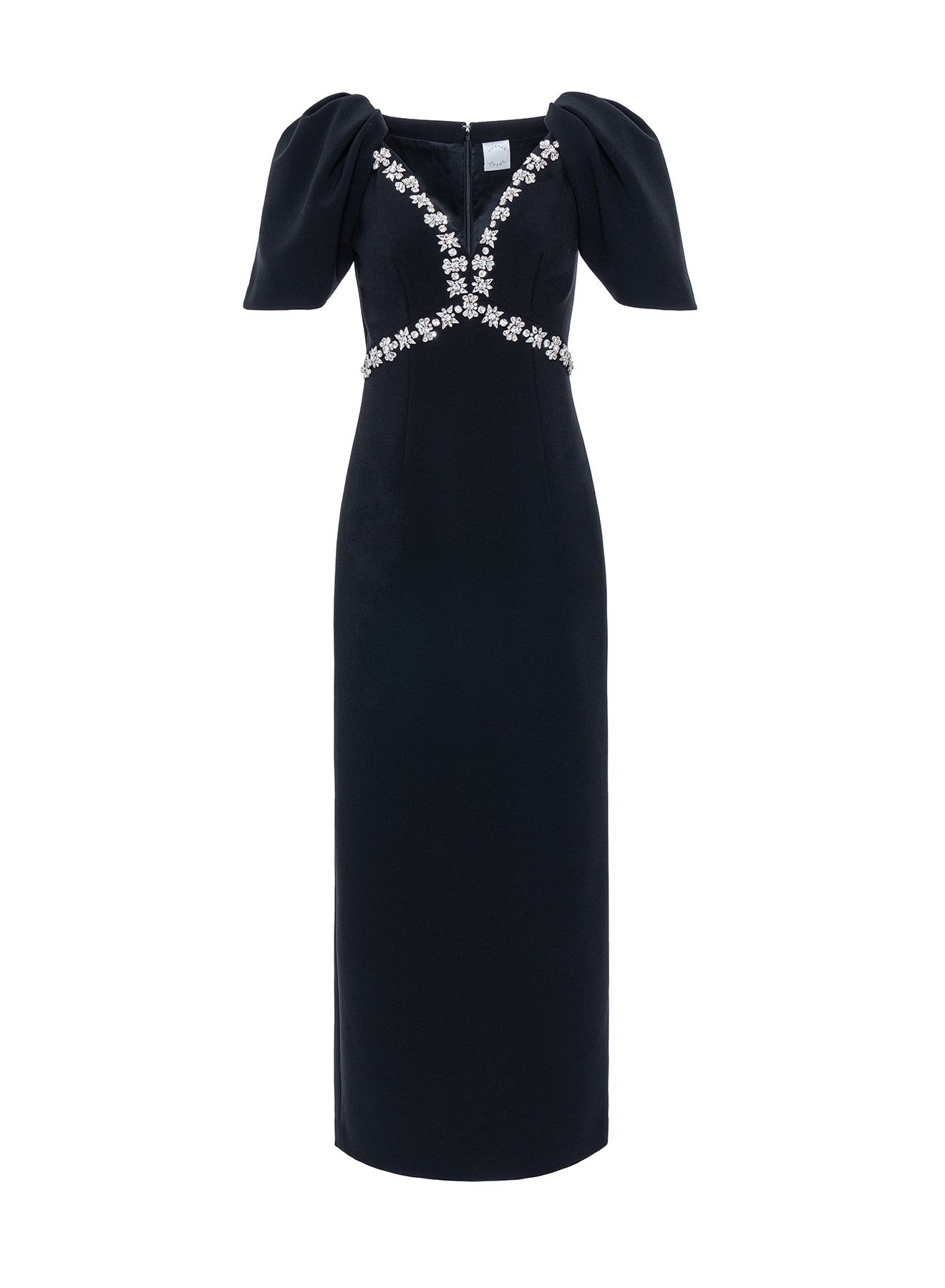 Myrna Dress Black Embellished Crepe