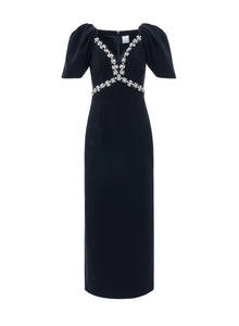 Myrna Dress Black Embellished Crepe