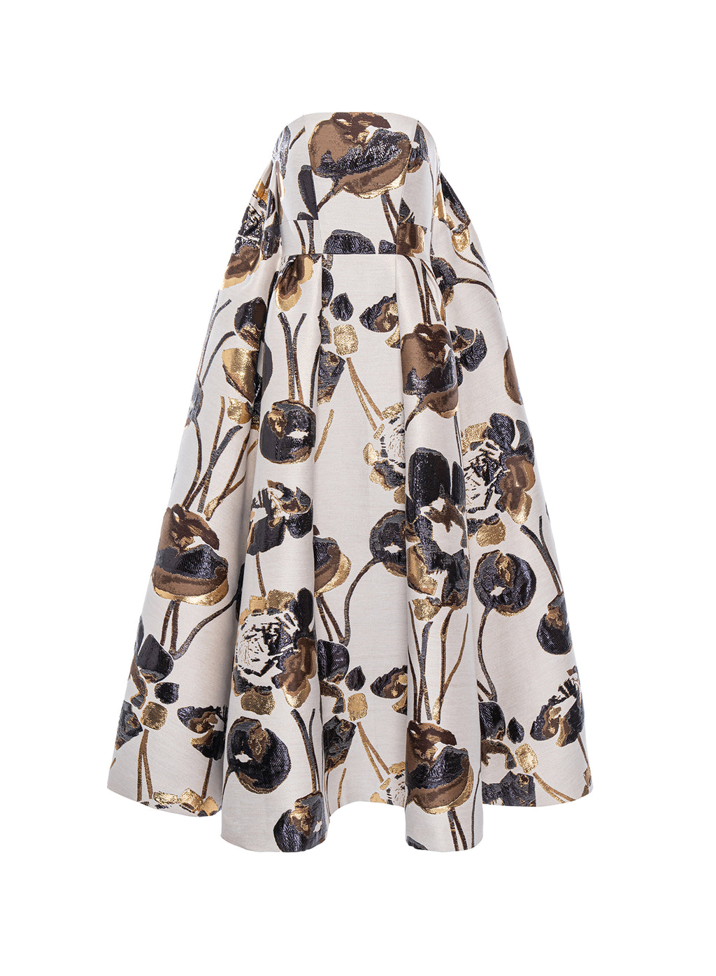 Cheryl Midi Dress Ivory Gold Jacquard