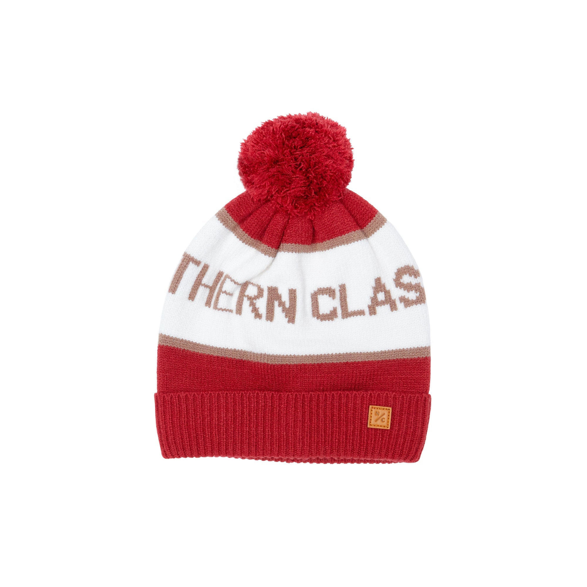 Northern Classics Knit Pom Hat in Heritage Red and Winter White