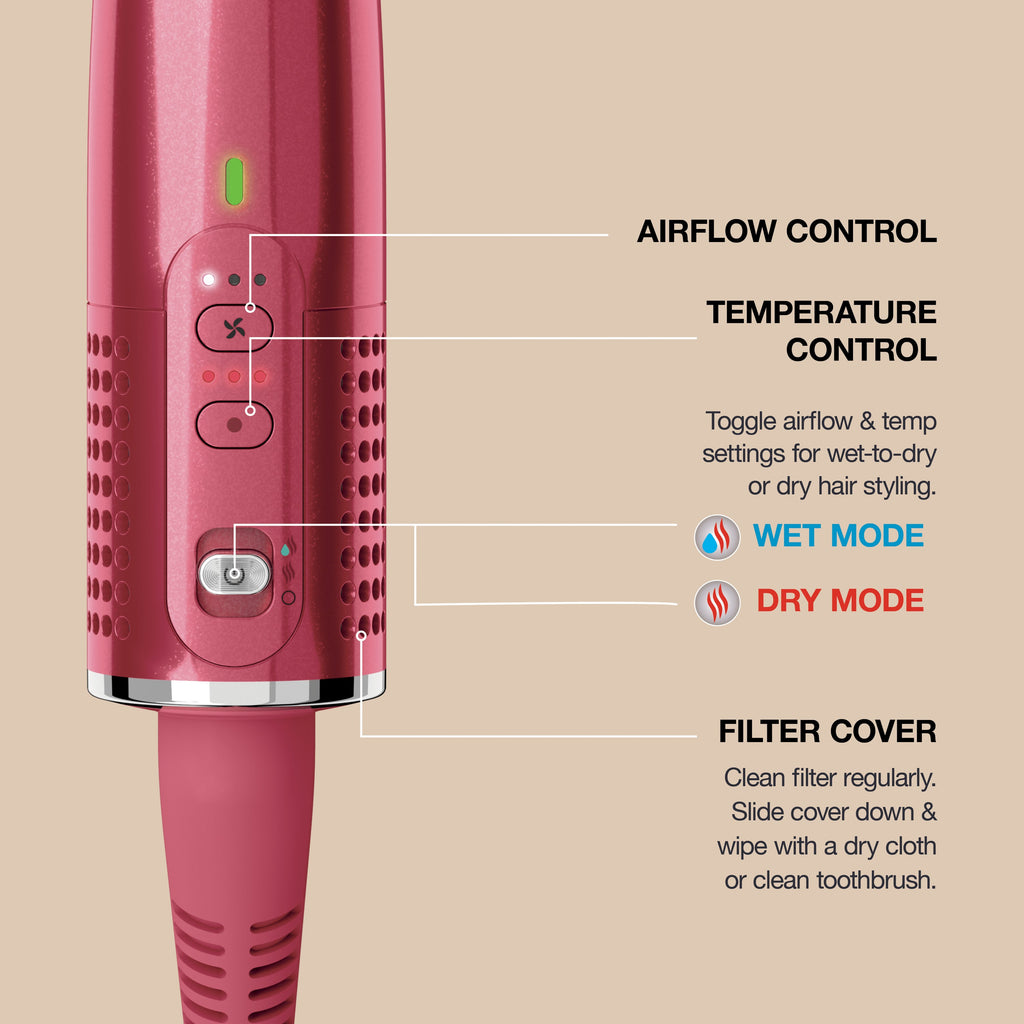 Shark Glossi Blower Dryer Brush, Raspberry