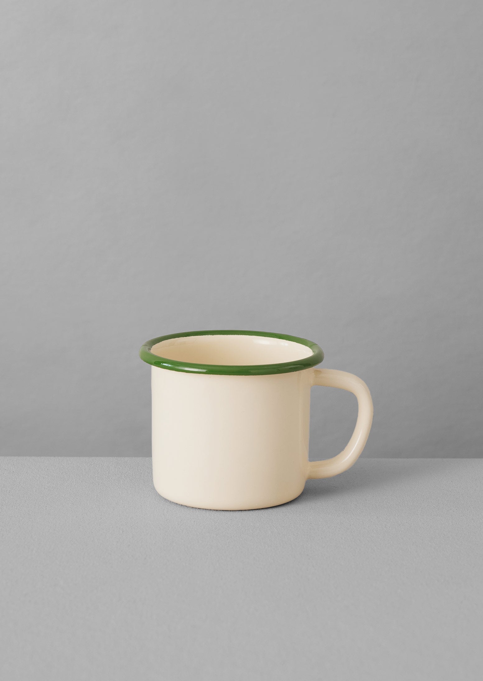 Contrast Rim Enamel Mug, Cream/Leaf
