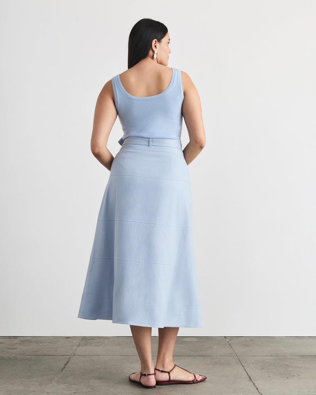 Linen Hudson Skirt in Powder Blue