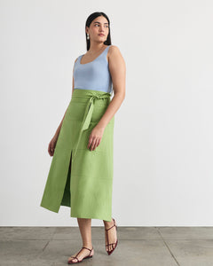 Linen Hudson Skirt in Asparagus